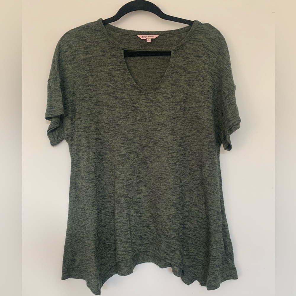 Juicy couture heather green knit top with keyhole neck